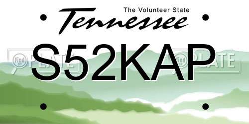 S52KAP Tennessee License Plate