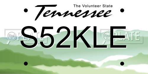 S52KLE Tennessee License Plate