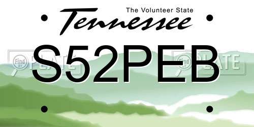 S52PEB Tennessee License Plate
