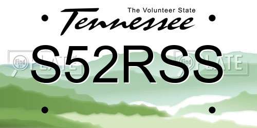 S52RSS Tennessee License Plate