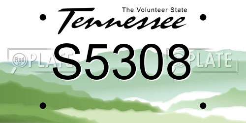 S5308 Tennessee License Plate