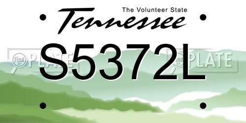 S5372L Tennessee License Plate