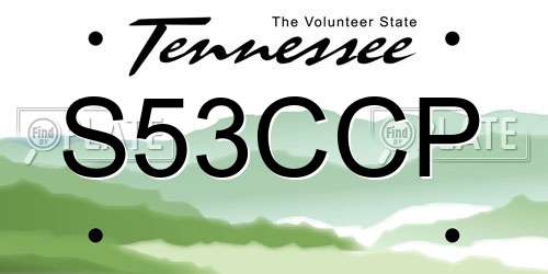 S53CCP Tennessee License Plate