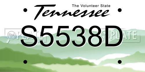 S5538D Tennessee License Plate