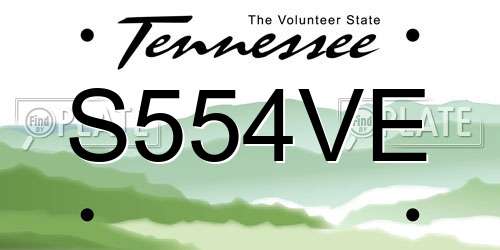 S554VE Tennessee License Plate