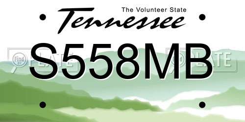 S558MB Tennessee License Plate