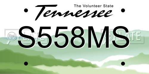 S558MS Tennessee License Plate
