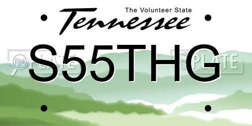 S55THG Tennessee License Plate