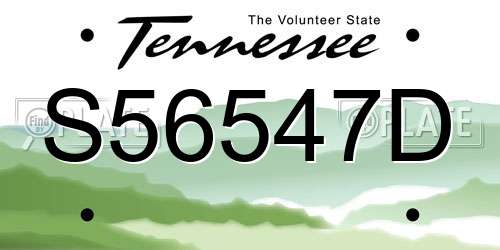 S56547D Tennessee License Plate