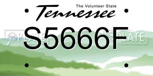 S5666F Tennessee License Plate