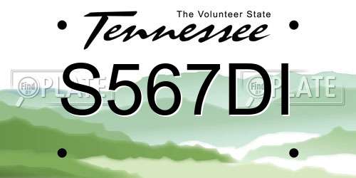 S567DI Tennessee License Plate