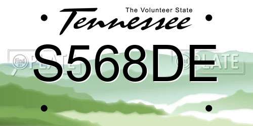 S568DE Tennessee License Plate