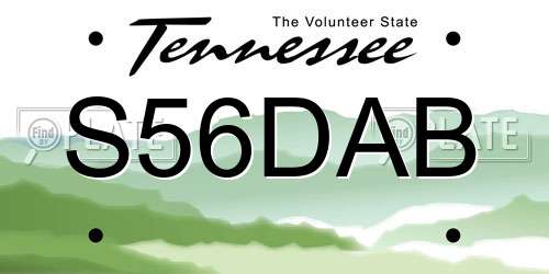 S56DAB Tennessee License Plate