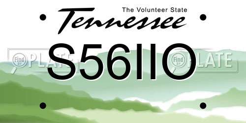 S56IIO Tennessee License Plate