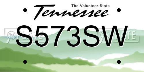 S573SW Tennessee License Plate