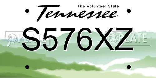 S576XZ Tennessee License Plate