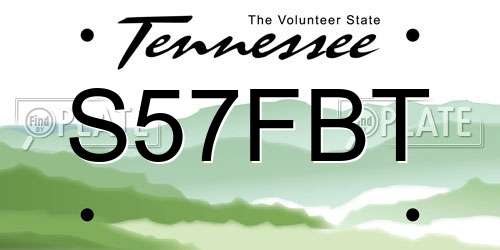 S57FBT Tennessee License Plate