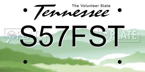 S57FST Tennessee License Plate