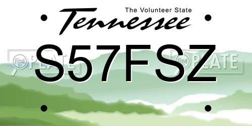 S57FSZ Tennessee License Plate
