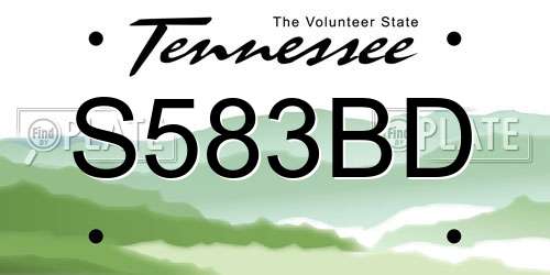 S583BD Tennessee License Plate