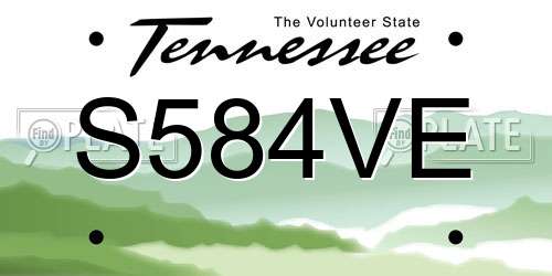 S584VE Tennessee License Plate