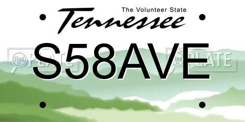 S58AVE Tennessee License Plate
