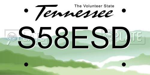 S58ESD Tennessee License Plate