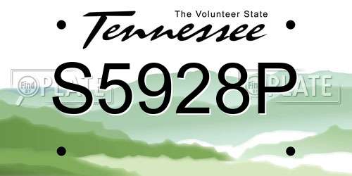 S5928P Tennessee License Plate