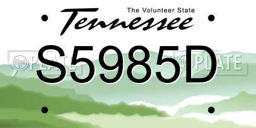 S5985D Tennessee License Plate