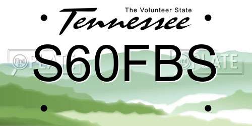 S60FBS Tennessee License Plate