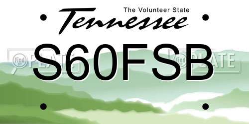 S60FSB Tennessee License Plate