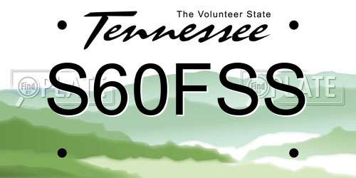 S60FSS Tennessee License Plate