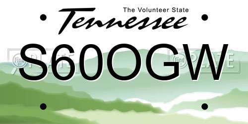 S60OGW Tennessee License Plate