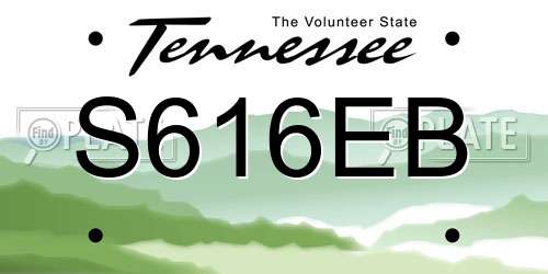 S616EB Tennessee License Plate