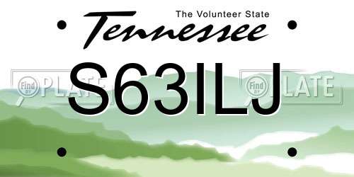S63ILJ Tennessee License Plate