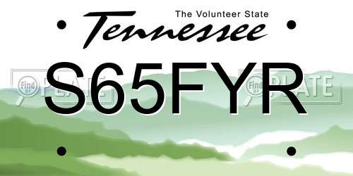 S65FYR Tennessee License Plate