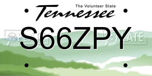 S66ZPY Tennessee License Plate