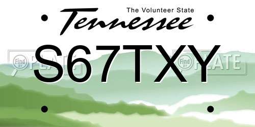 S67TXY Tennessee License Plate