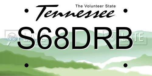 S68DRB Tennessee License Plate