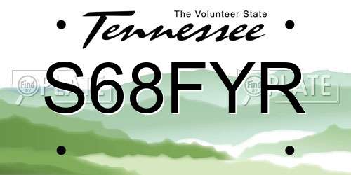 S68FYR Tennessee License Plate