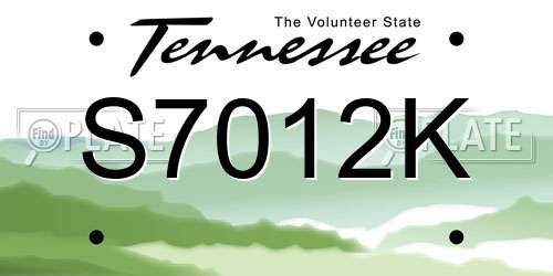 S7012K Tennessee License Plate