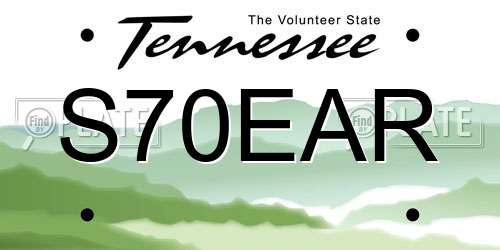 S70EAR Tennessee License Plate