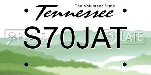 S70JAT Tennessee License Plate