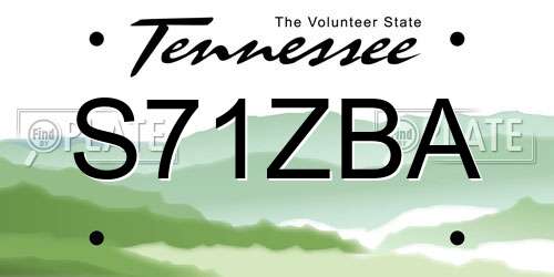 S71ZBA Tennessee License Plate