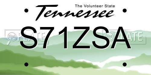 S71ZSA Tennessee License Plate