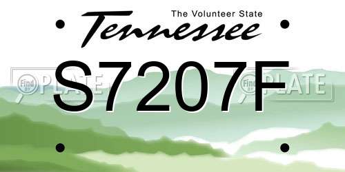 S7207F Tennessee License Plate