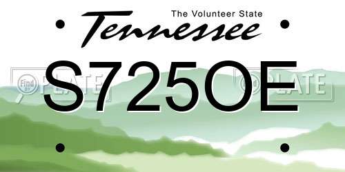 S725OE Tennessee License Plate