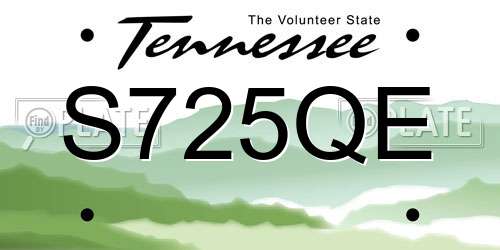 S725QE Tennessee License Plate