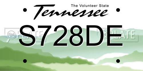 S728DE Tennessee License Plate