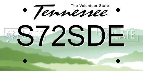 S72SDE Tennessee License Plate